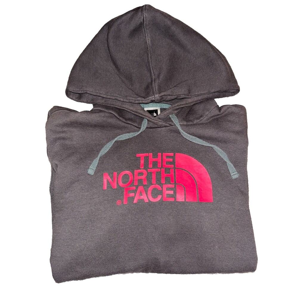 The North Face Hoodie Women's M‎ Gray Pullover Pink Logo Warm Soft Winter
